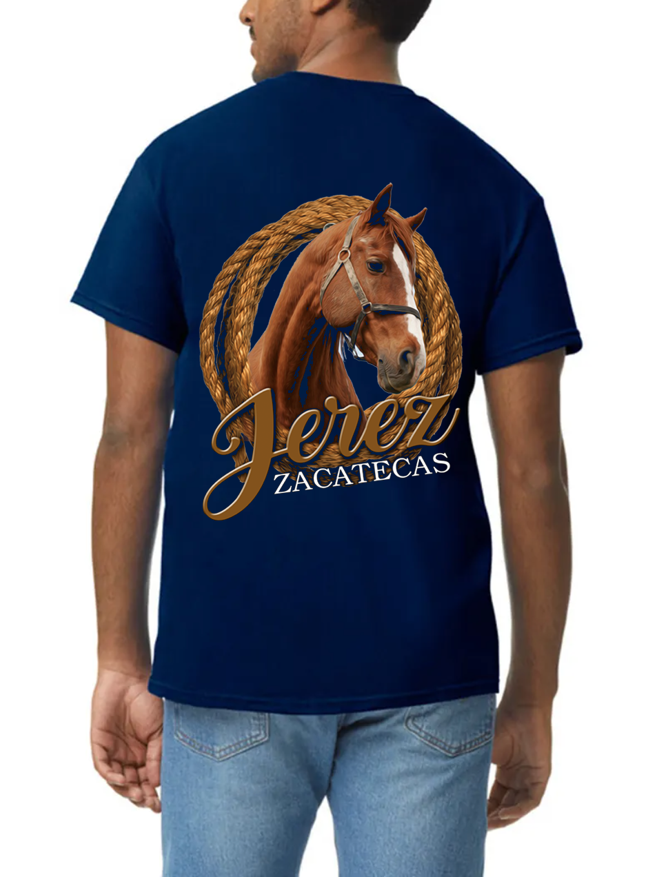 PLAYERA DE ALGODON CABALLO Y SOGA