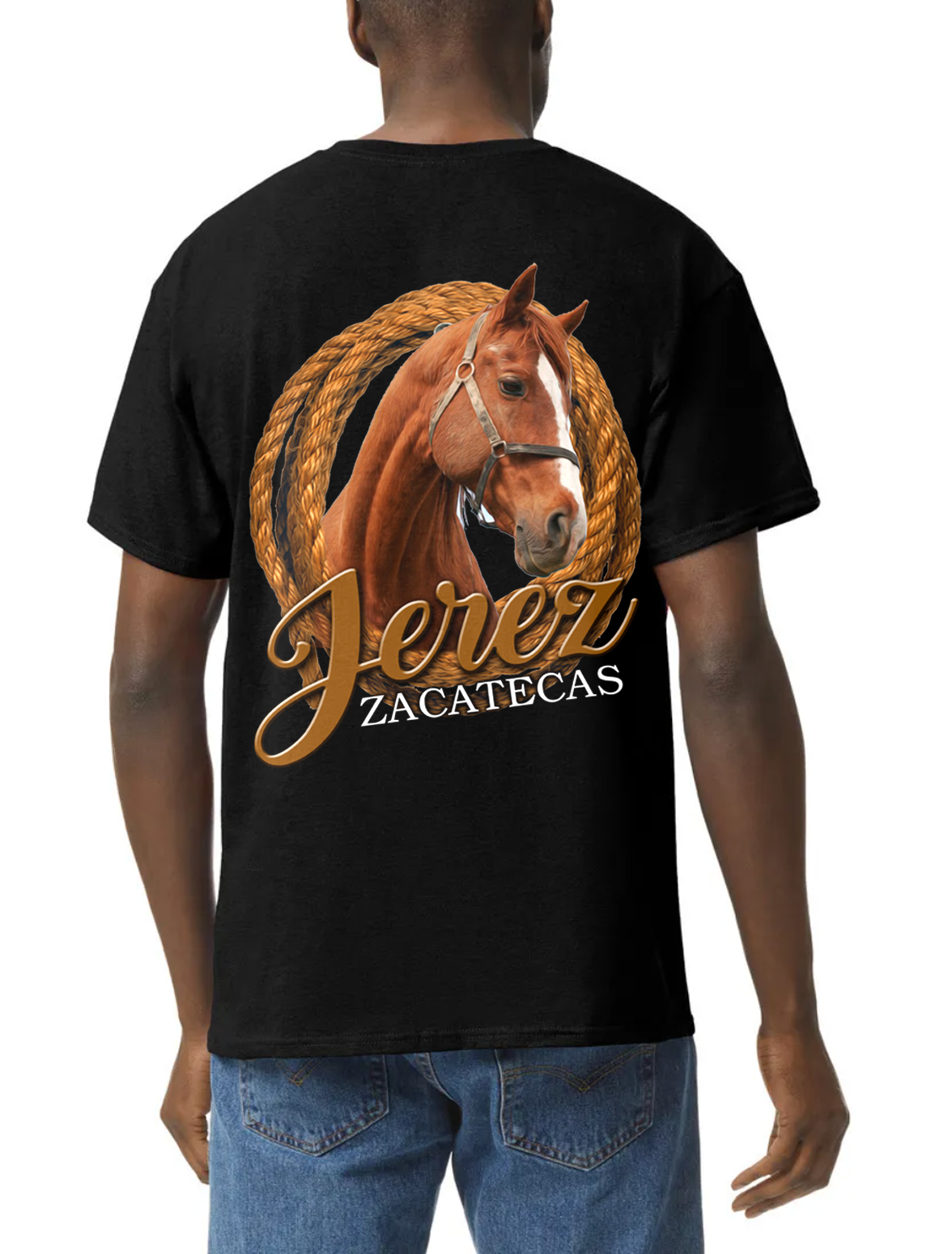 PLAYERA DE ALGODON CABALLO Y SOGA