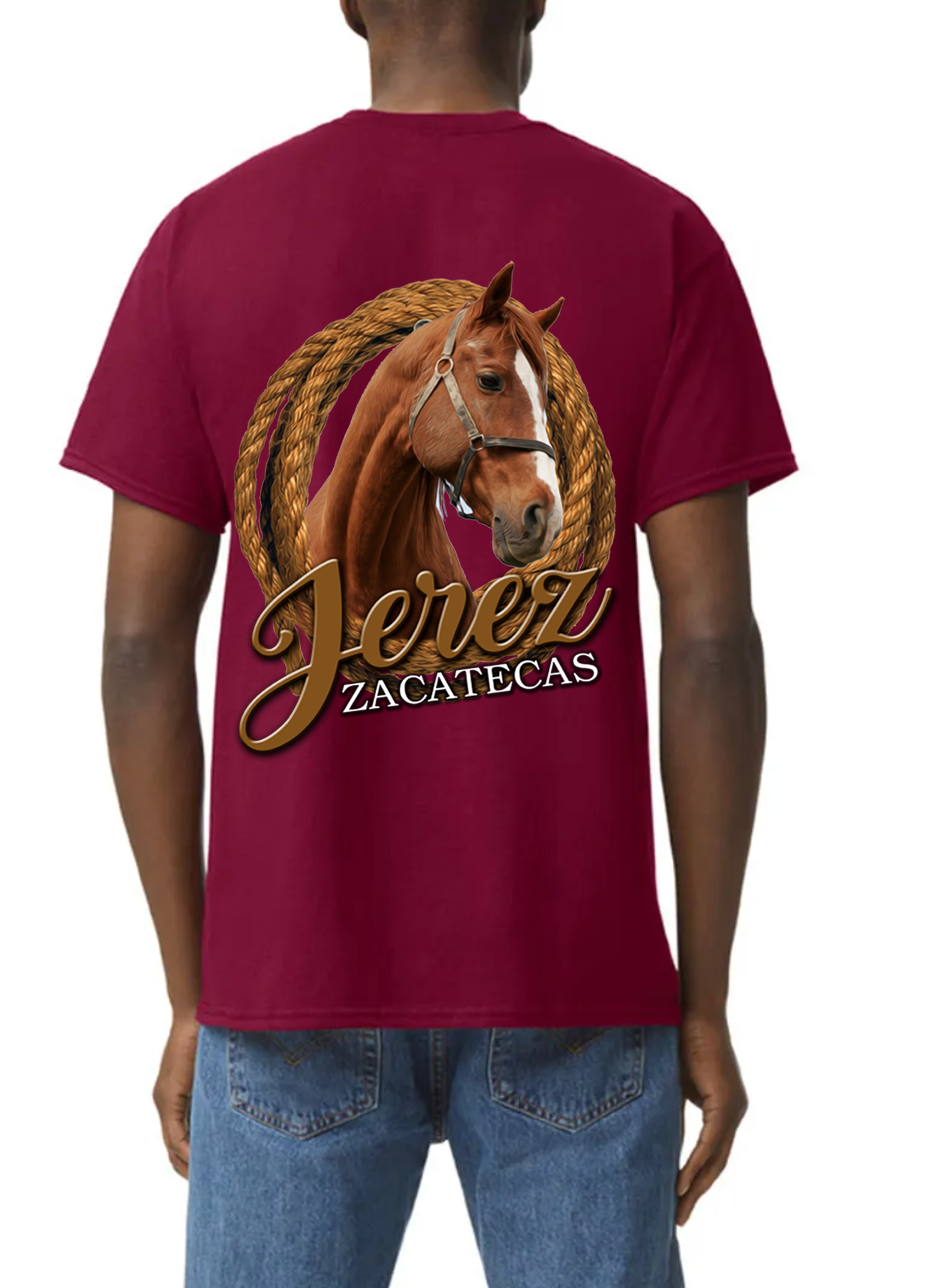PLAYERA DE ALGODON CABALLO Y SOGA